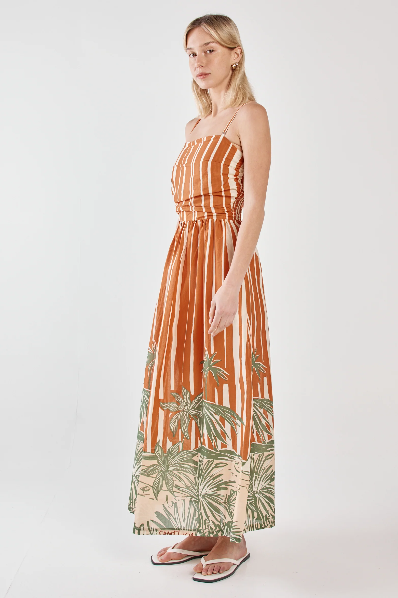 MINA STRAPLESS DRESS - Palm Stripe - Image 5