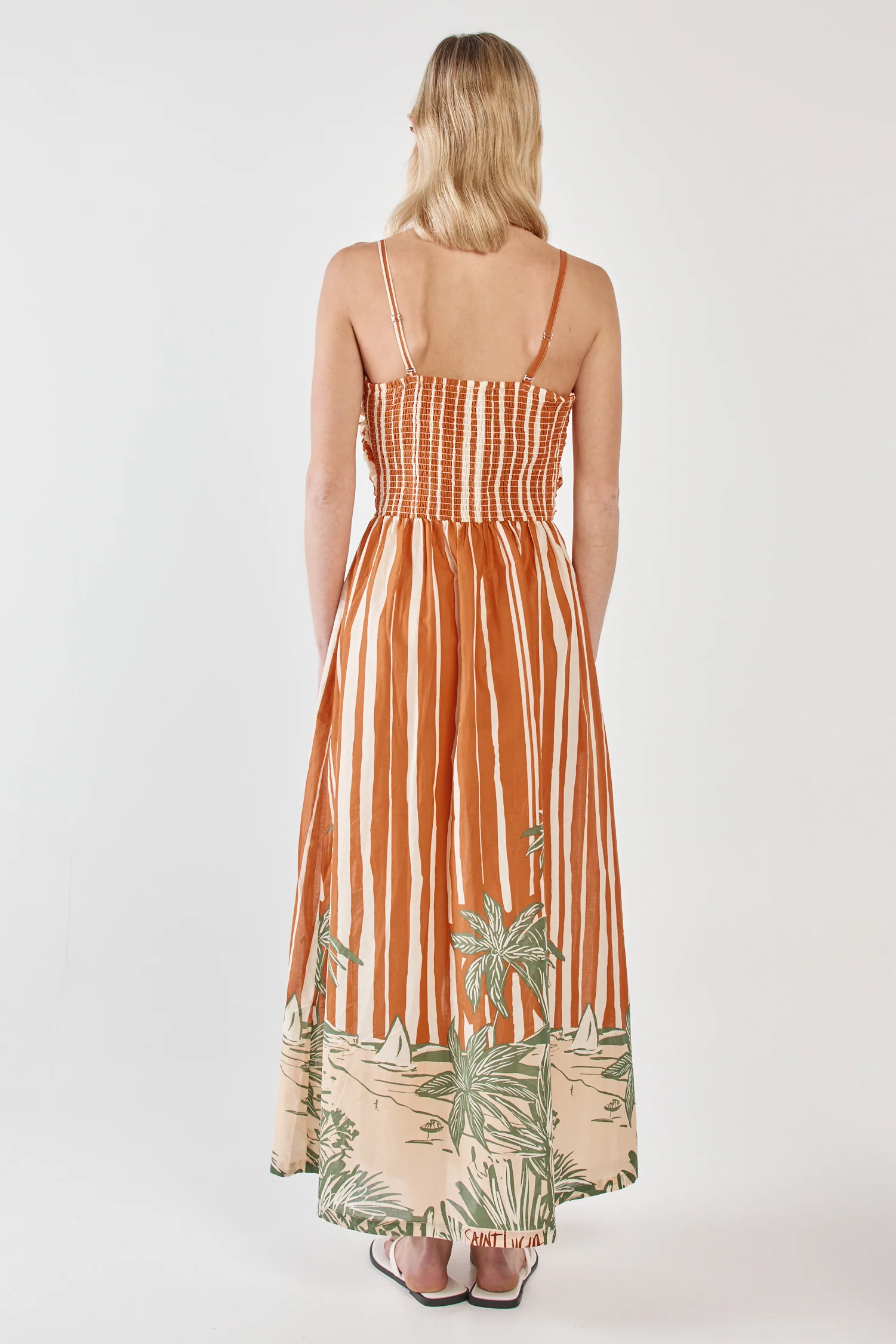 MINA STRAPLESS DRESS - Palm Stripe - Image 6
