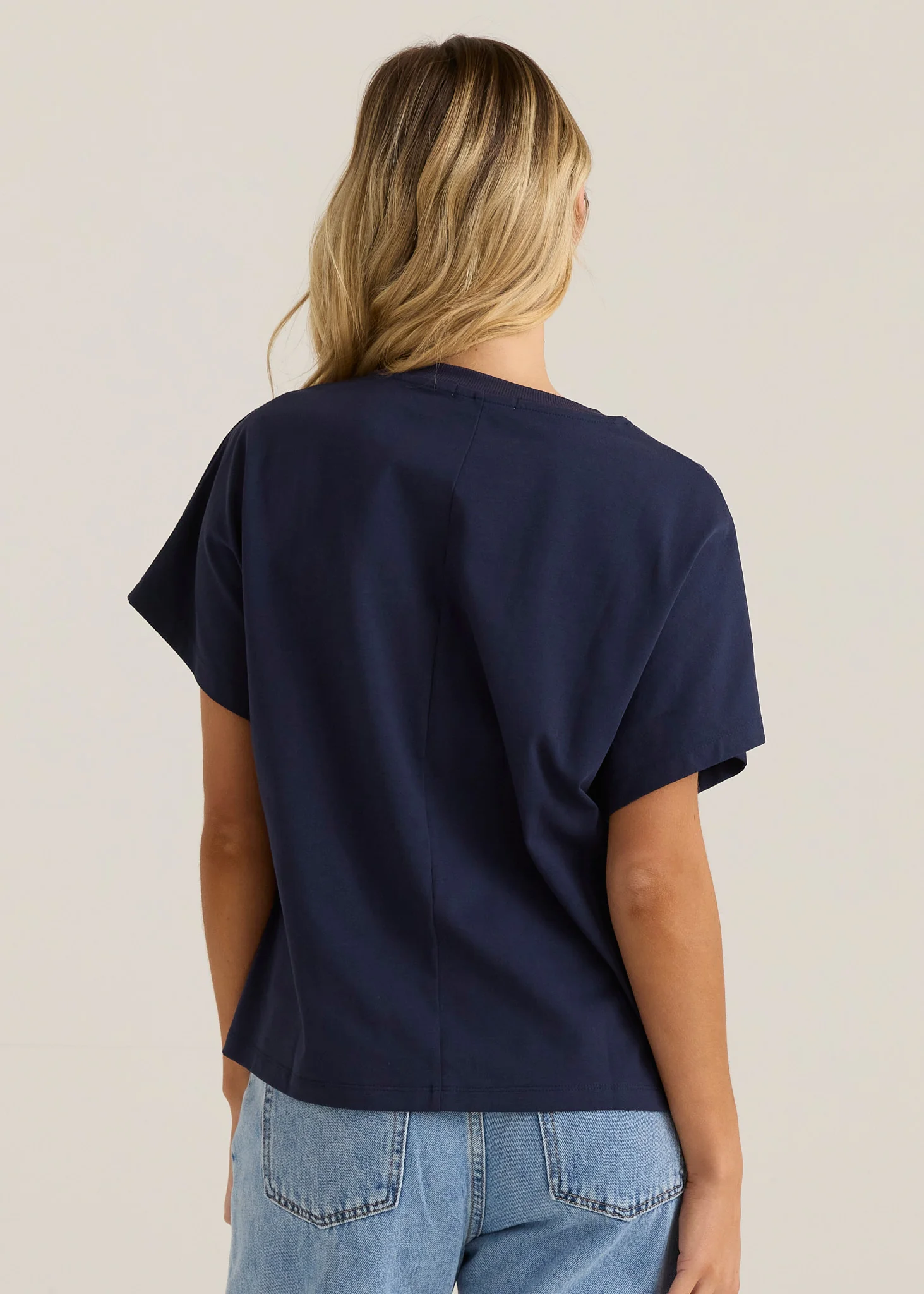 Mira Crochet Tee - Navy - Image 4