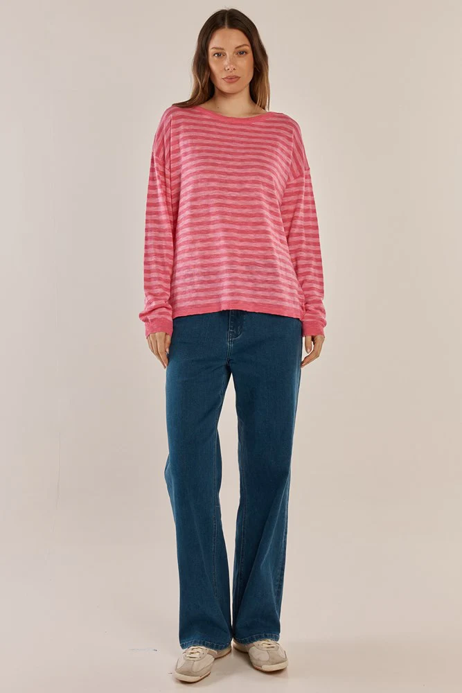 Natasha Knit Top - Blush Stripe - Image 2