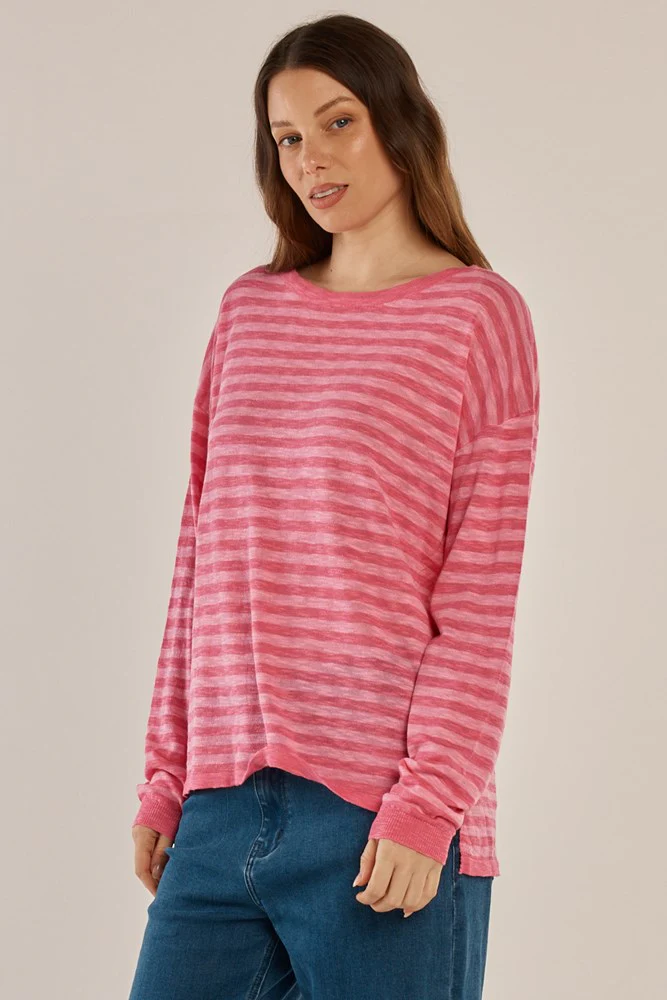 Natasha Knit Top - Blush Stripe - Image 3