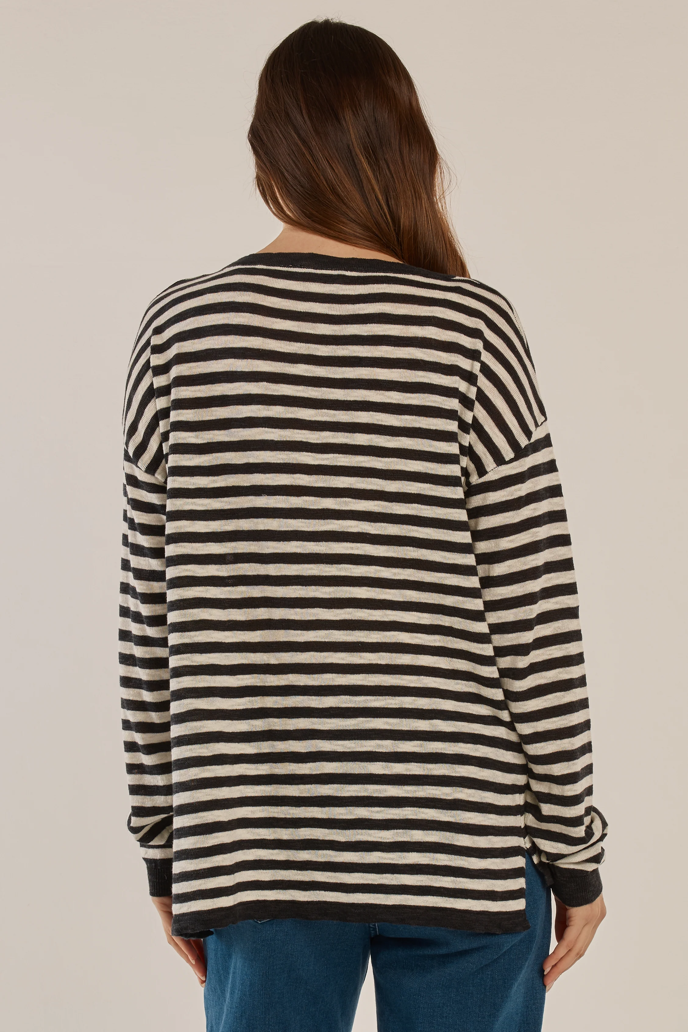 Natasha Knit Top - Black/Off-White Stripe - Image 3