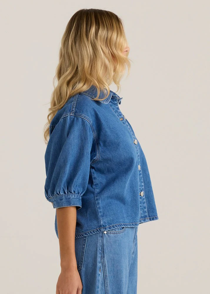 Perri Denim Blouse - Classic Blue Wash - Image 3