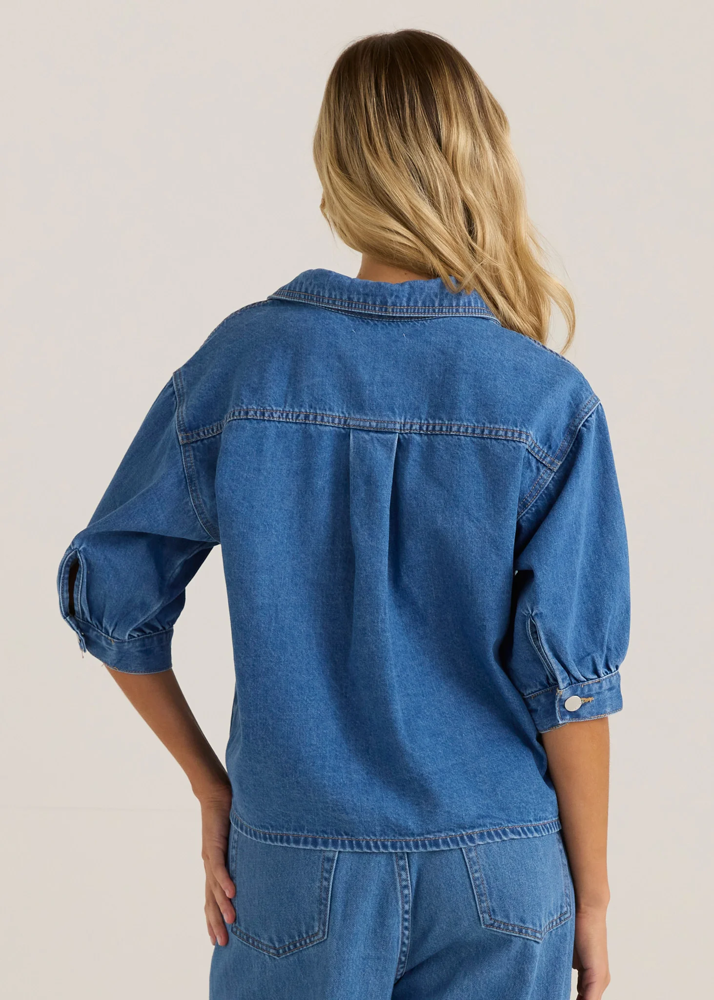 Perri Denim Blouse - Classic Blue Wash - Image 4