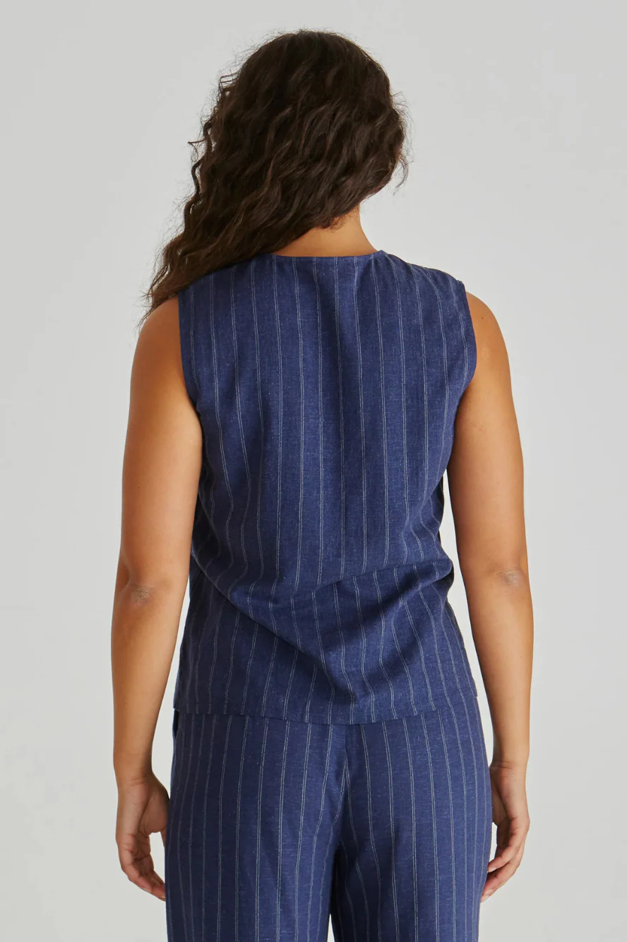 PETRA VEST - Navy Pinstripe - Image 3