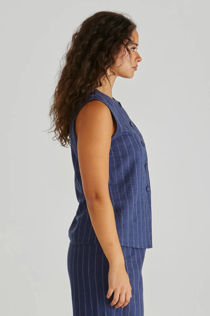 PETRA VEST - Navy Pinstripe - Image 4