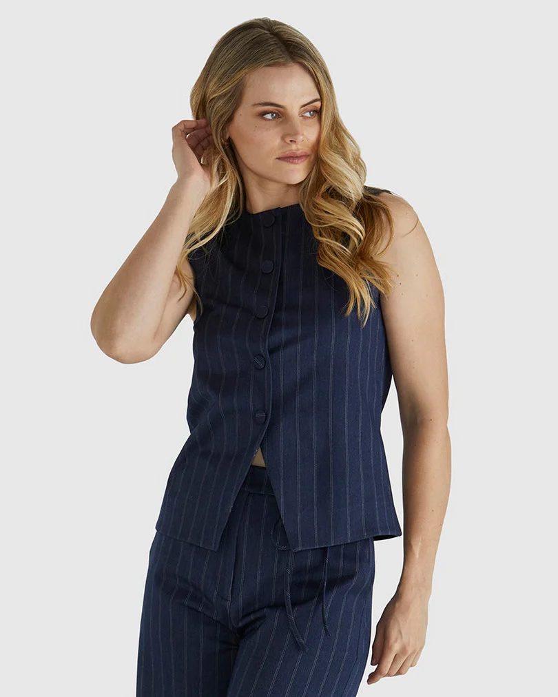 PETRA VEST - Navy Pinstripe - Image 6