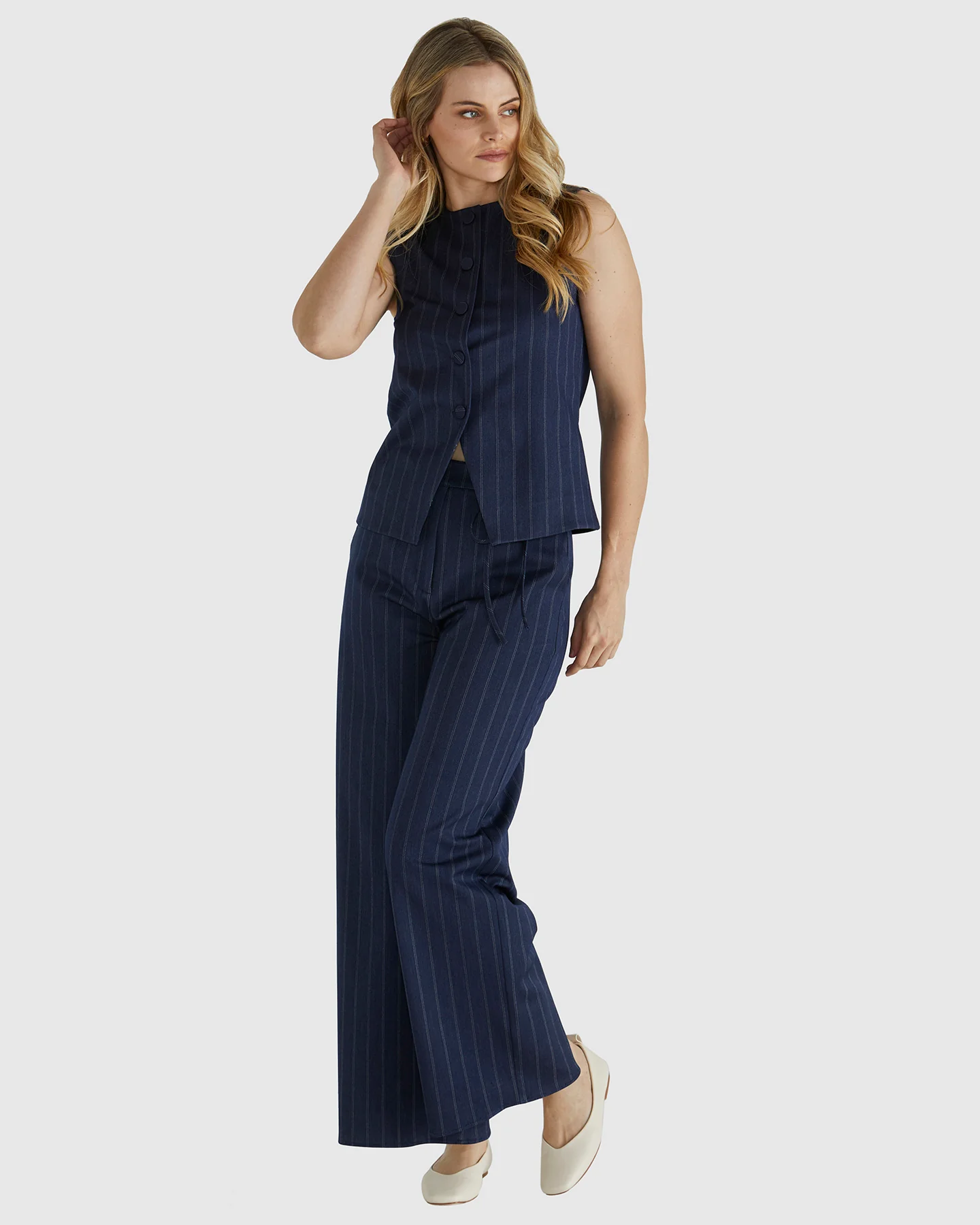 PETRA VEST - Navy Pinstripe - Image 8