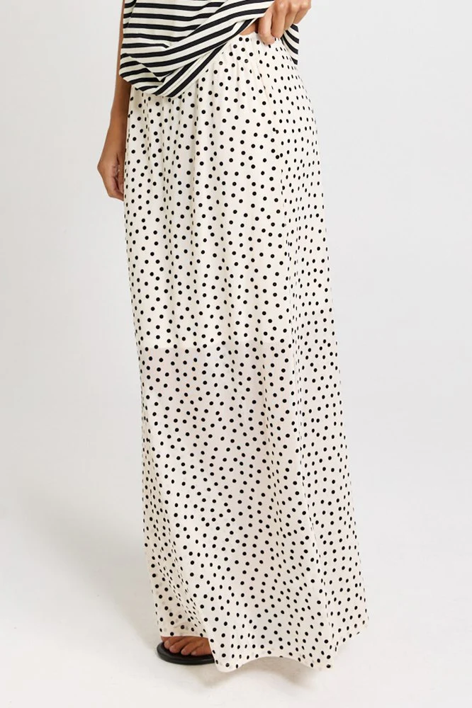 Rachel Spot Mesh Maxi Skirt - White / Black - Image 3