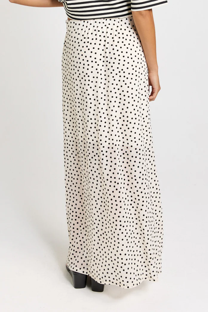 Rachel Spot Mesh Maxi Skirt - White / Black - Image 4