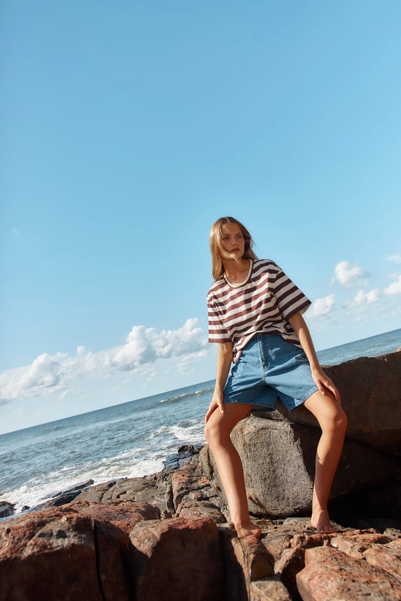 RELAX BOXY TEE - Brown Stripe - Image 3