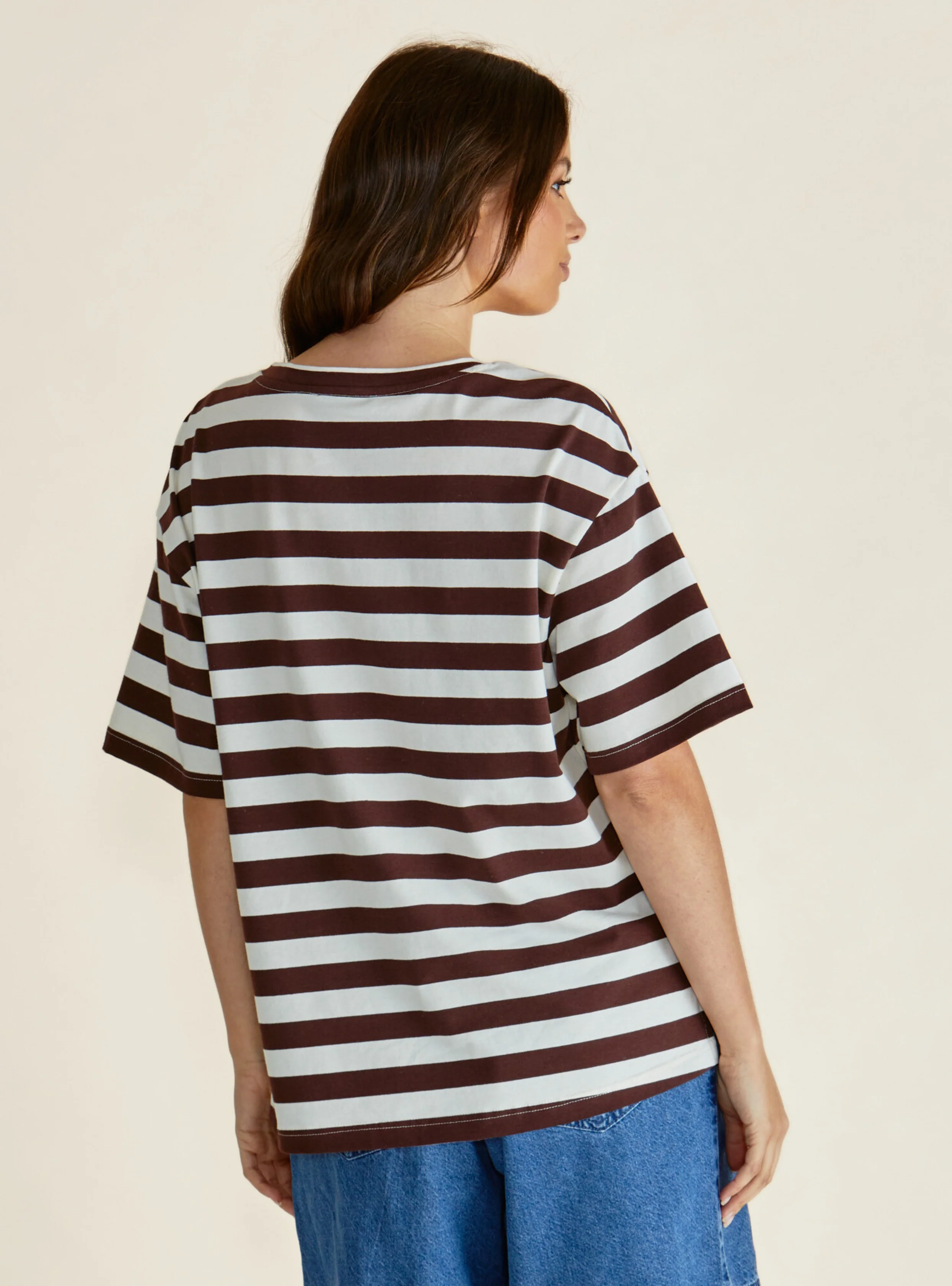 RELAX BOXY TEE - Brown Stripe - Image 6