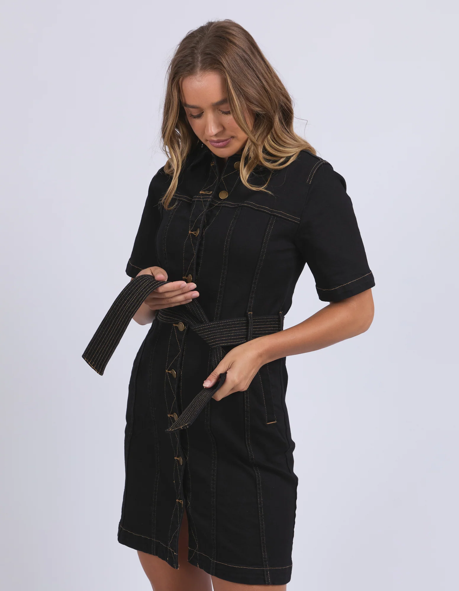 RIVA DENIM DRESS - Black - Image 4