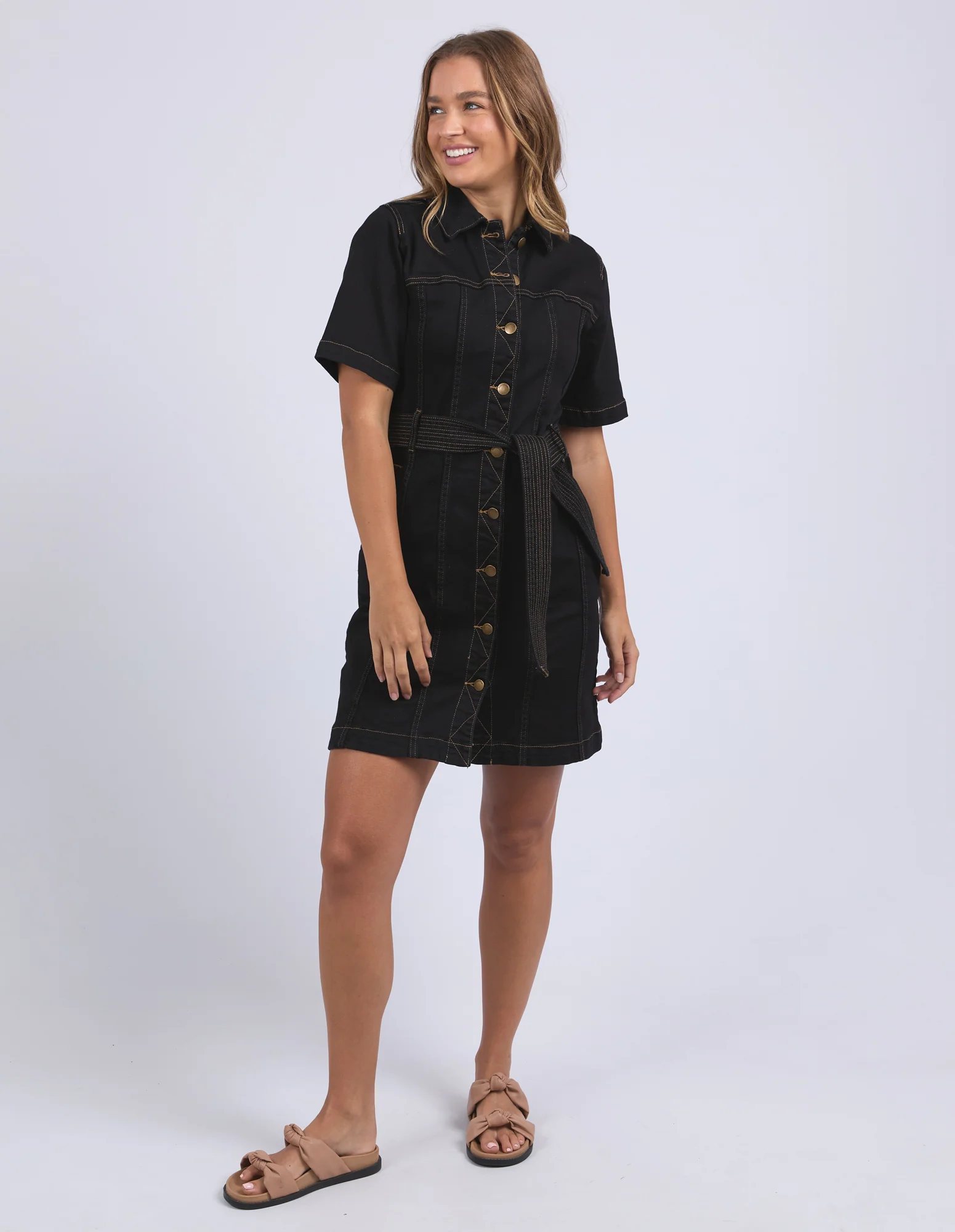 RIVA DENIM DRESS - Black - Image 5