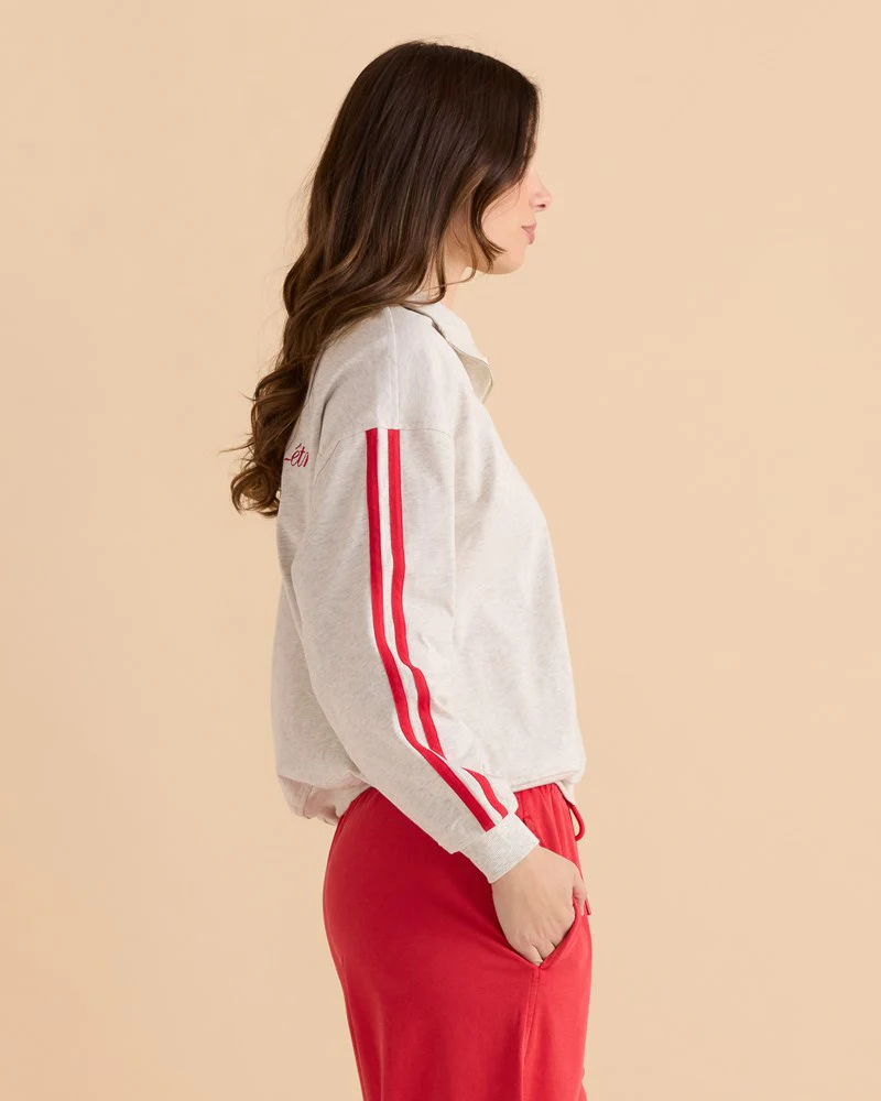 Rocco Quarter Zip Sweatshirt - Grey Marle - Image 3