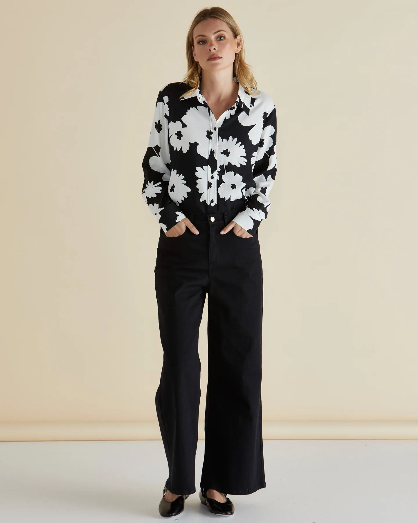 ROSIE SHIRT - Monochrome Floral - Image 3