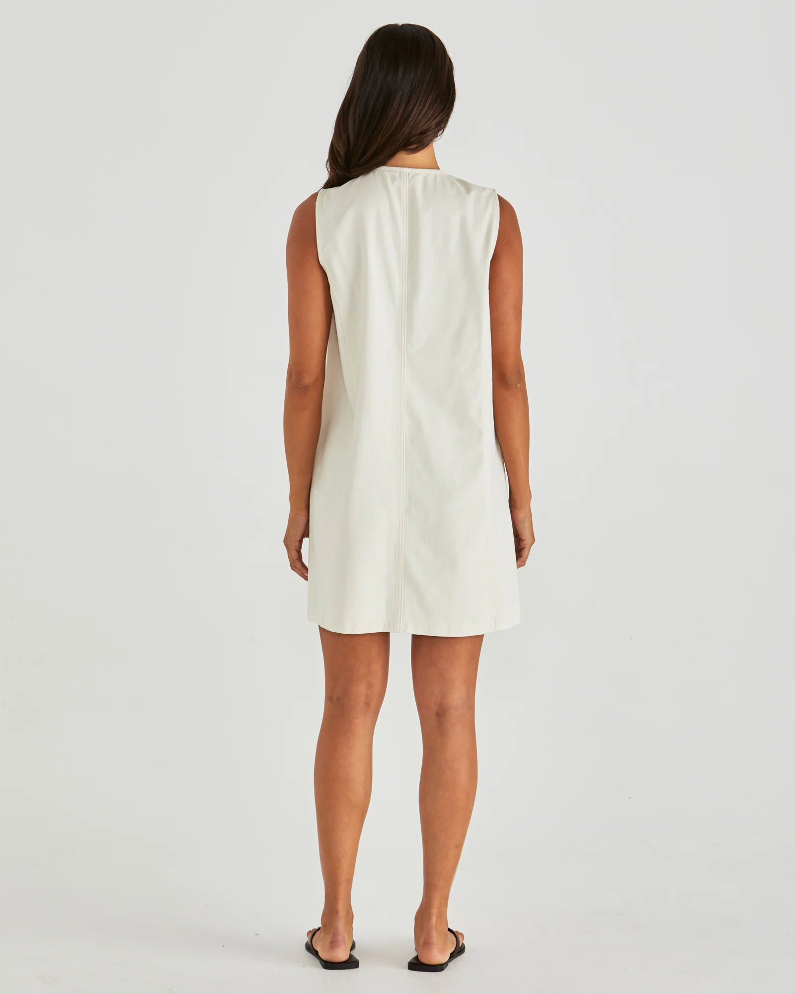 SABINE DENIM VEST DRESS - Parchment Wash - Image 5