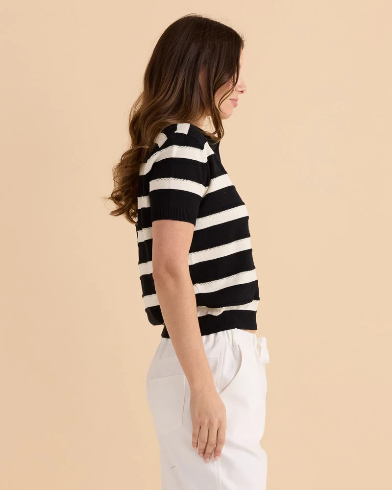Salford Knit Polo - Cream/Black - Image 3