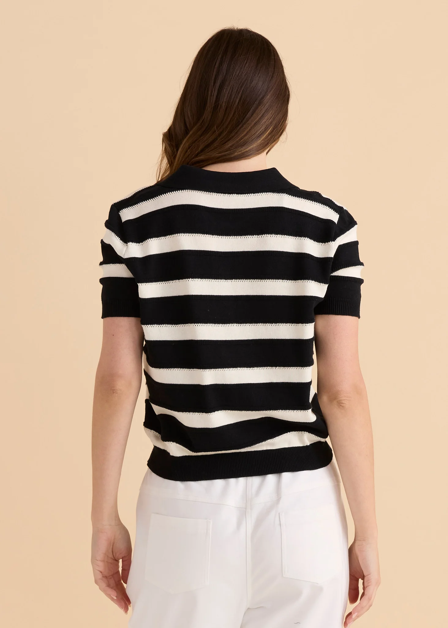 Salford Knit Polo - Cream/Black - Image 4