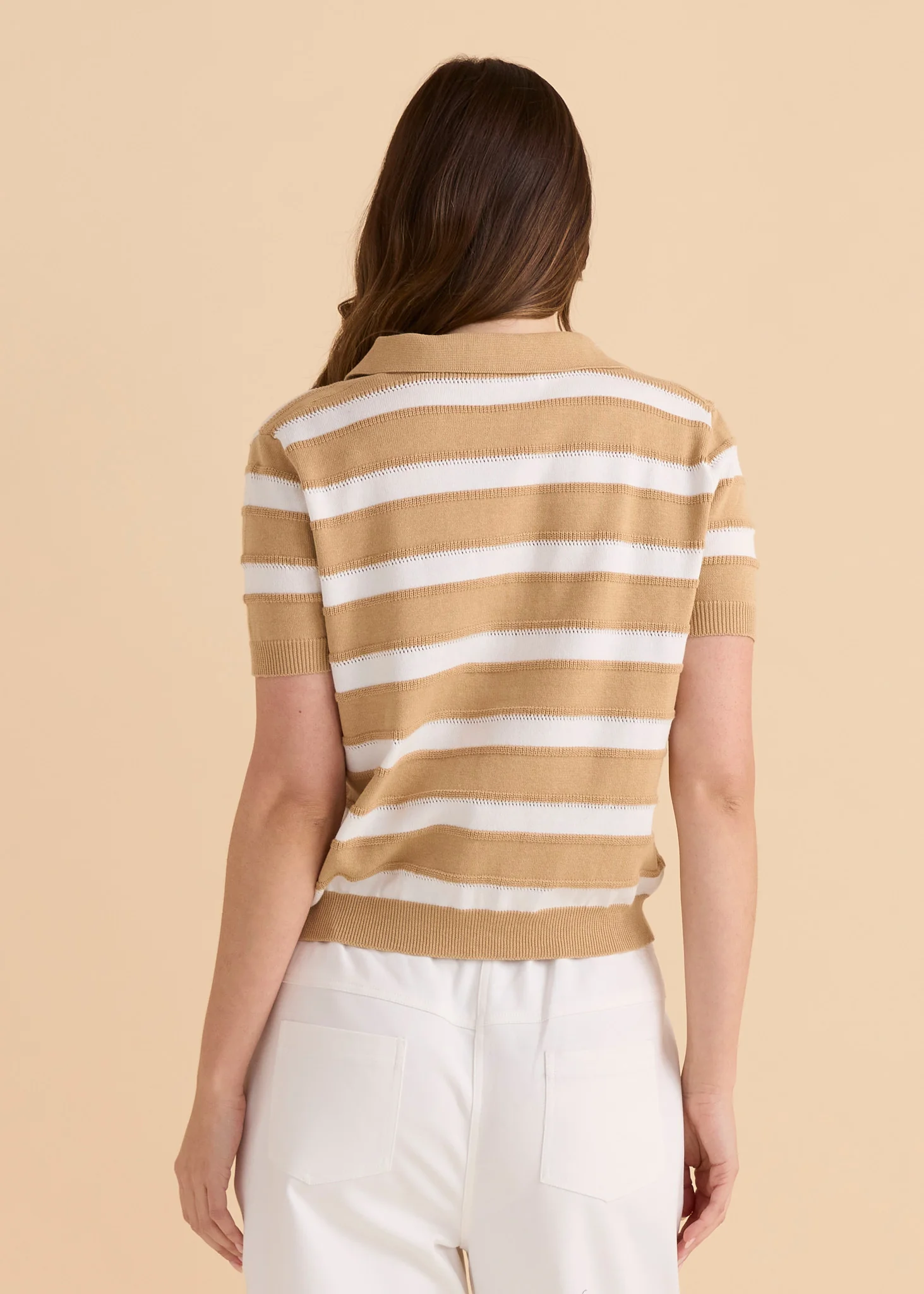 Salford Knit Polo - Beige/White - Image 5