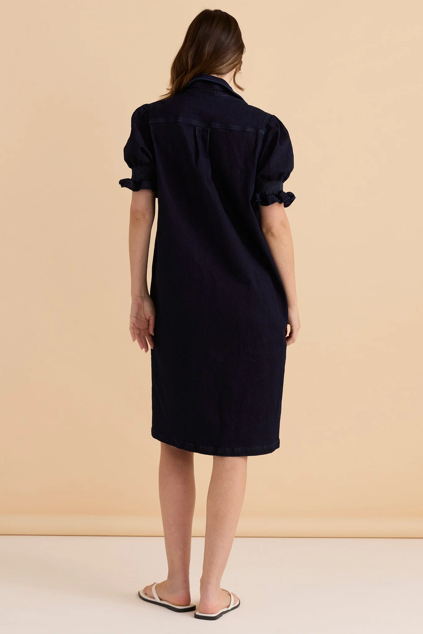 Scallop Denim Dress - Indigo Blue - Image 4