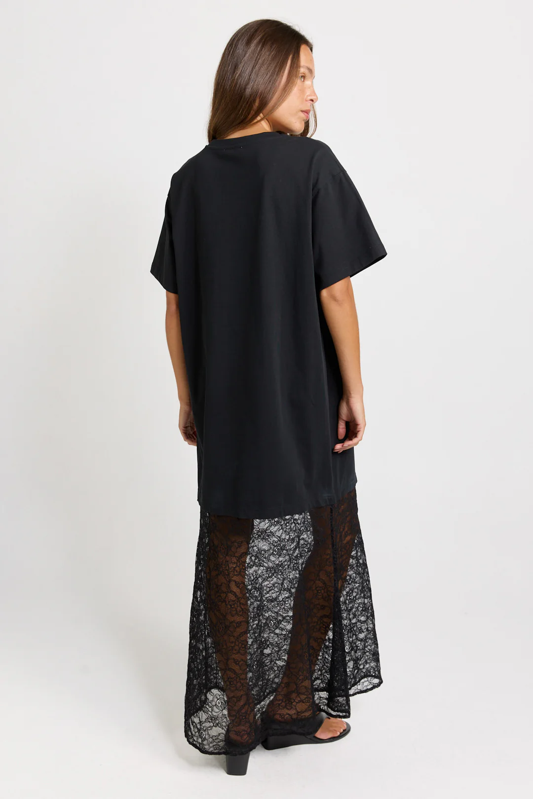 Sim Lace Hem Tee Dress - Black - Image 4