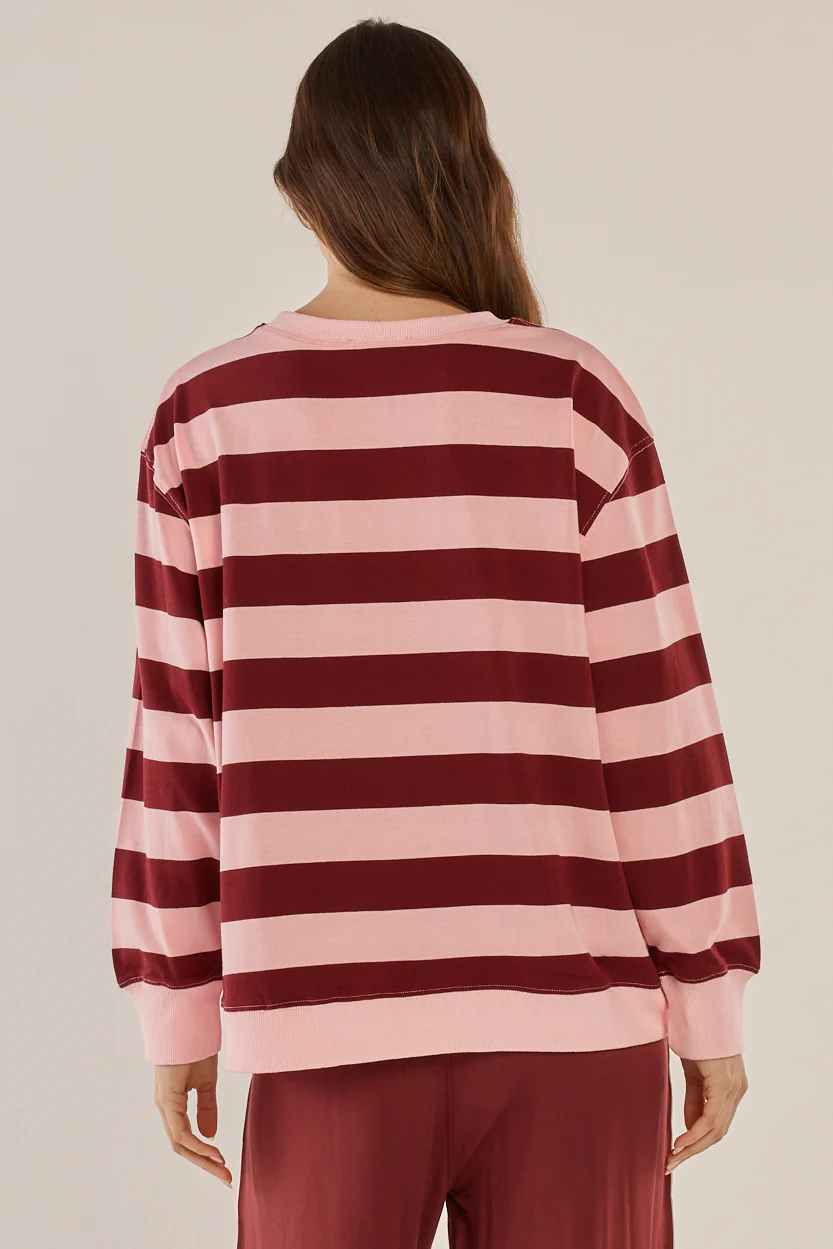 Stazie Sweatshirt - Pink/Red Stripe - Image 4