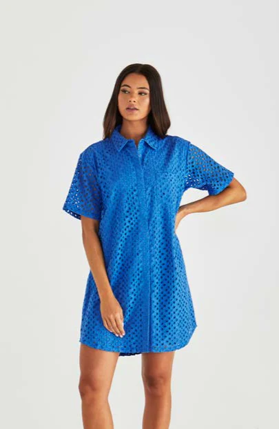 STEVA SHIRT DRESS - Bright Blue - Image 2