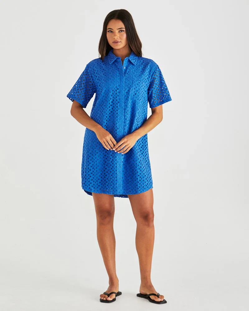 STEVA SHIRT DRESS - Bright Blue - Image 5