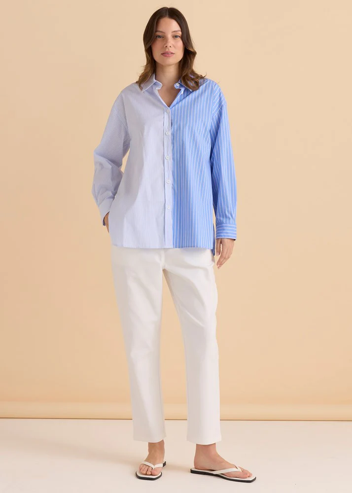 Stevie Shirt - Blue Stripe Contrast - Image 2