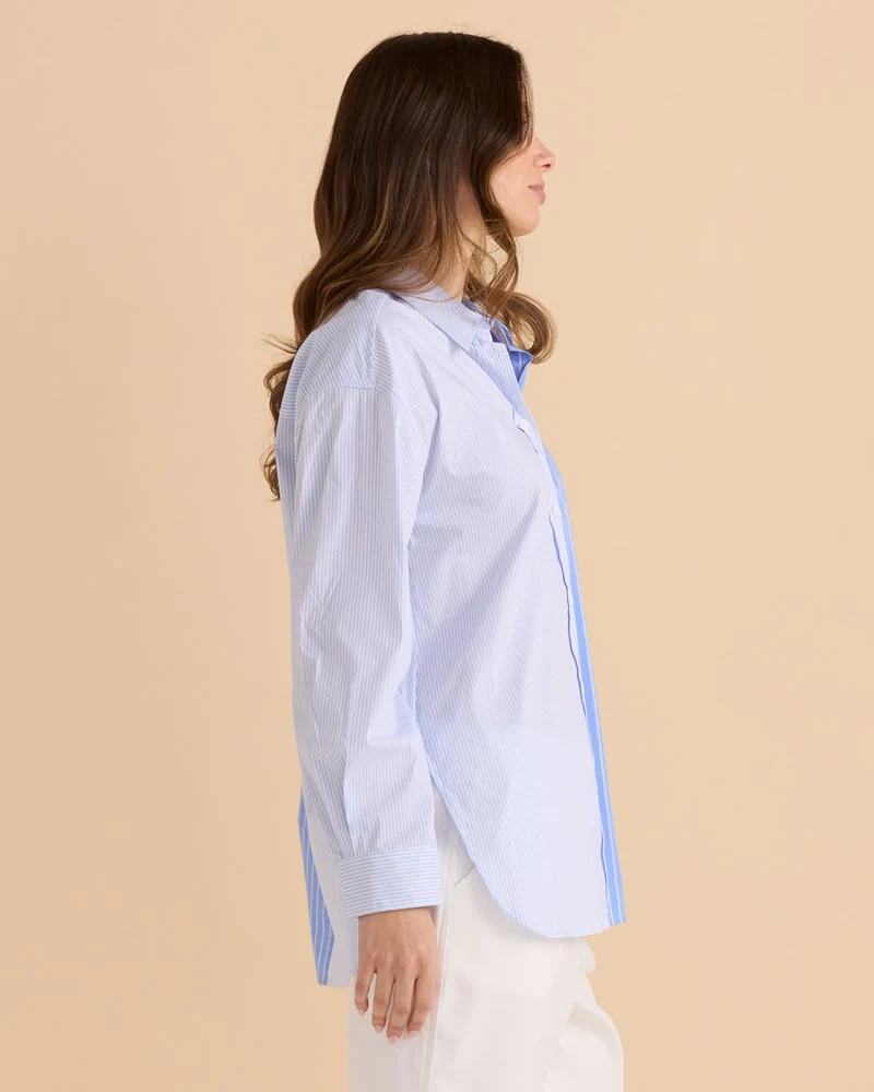 Stevie Shirt - Blue Stripe Contrast - Image 3