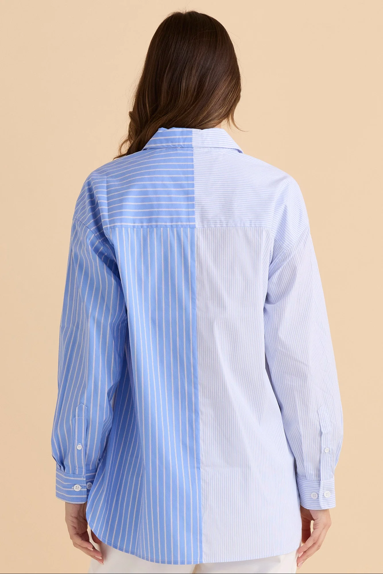 Stevie Shirt - Blue Stripe Contrast - Image 4