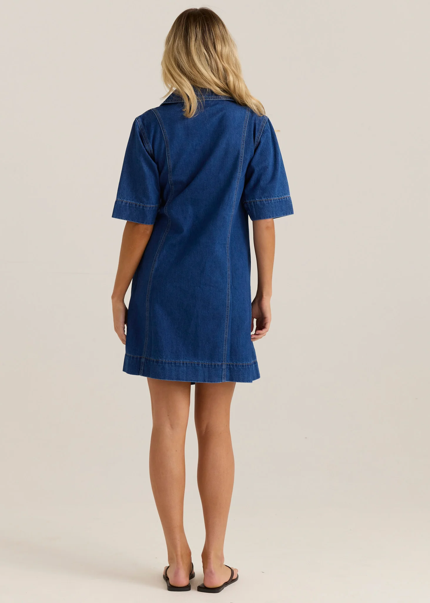 Sylvia Denim Wrap Dress - Classic Blue Wash - Image 4