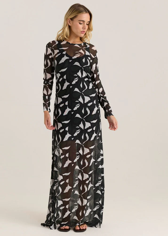 Tarni Mesh Dress - Iris Abstract Print - Image 2
